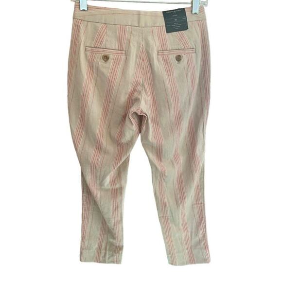 New Banana Republic Avery Tie Waist Stripe Linen Blend Ankle Pants 00 Petite - Picture 2 of 6